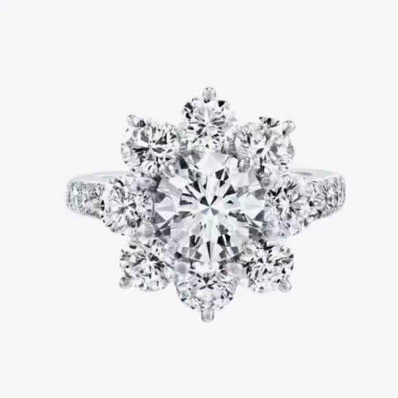 NEW 1 Carat Moissanite Flower Ring Sterling Silver